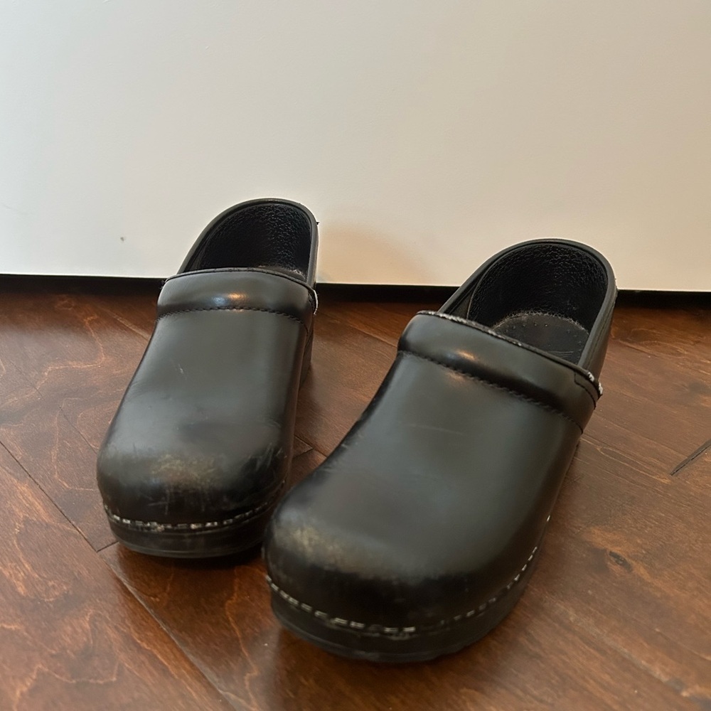 Dansko Black Leather Clogs